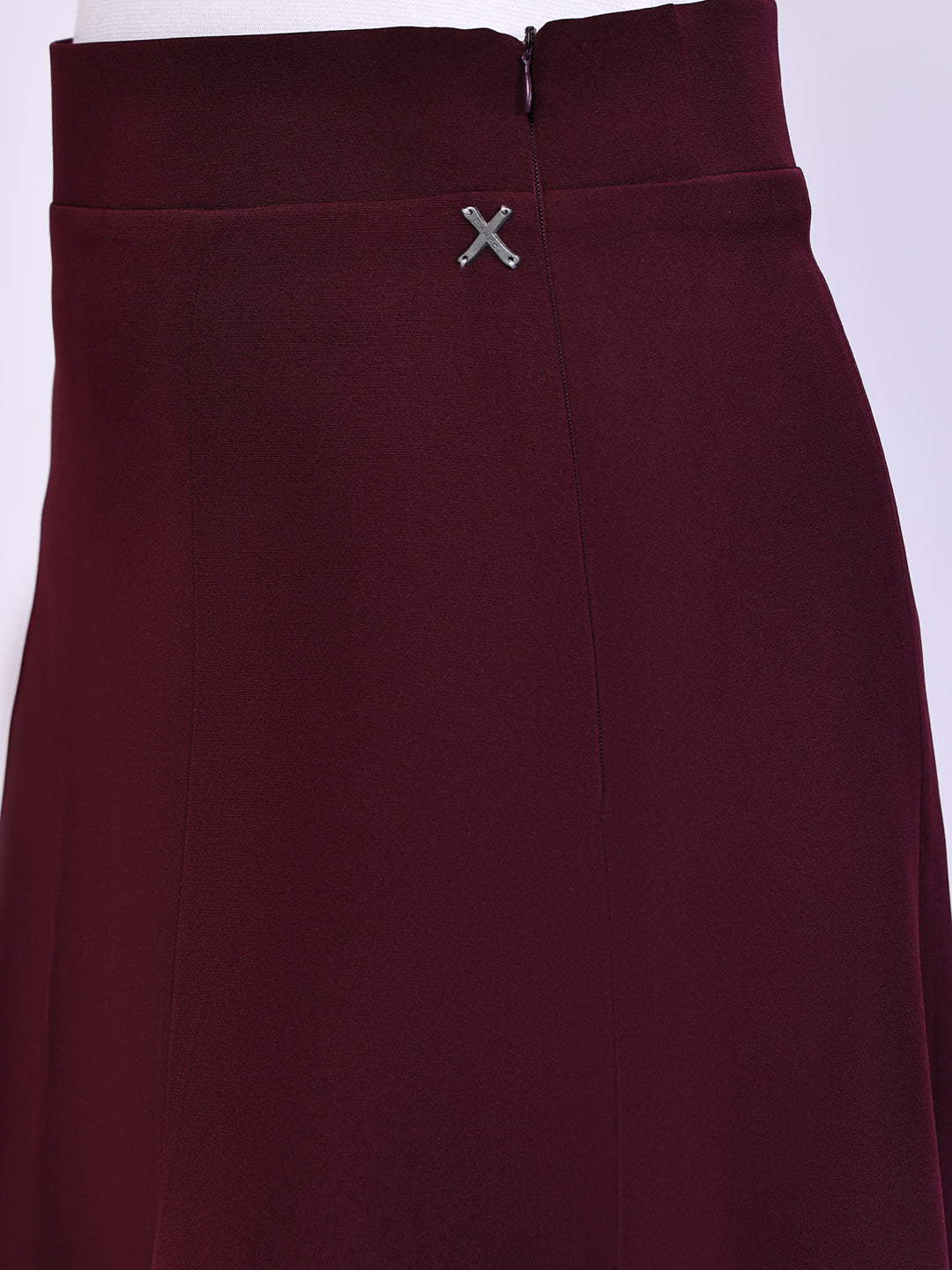 Exude Loyalty Solid A-line Skirt Wine Skirt