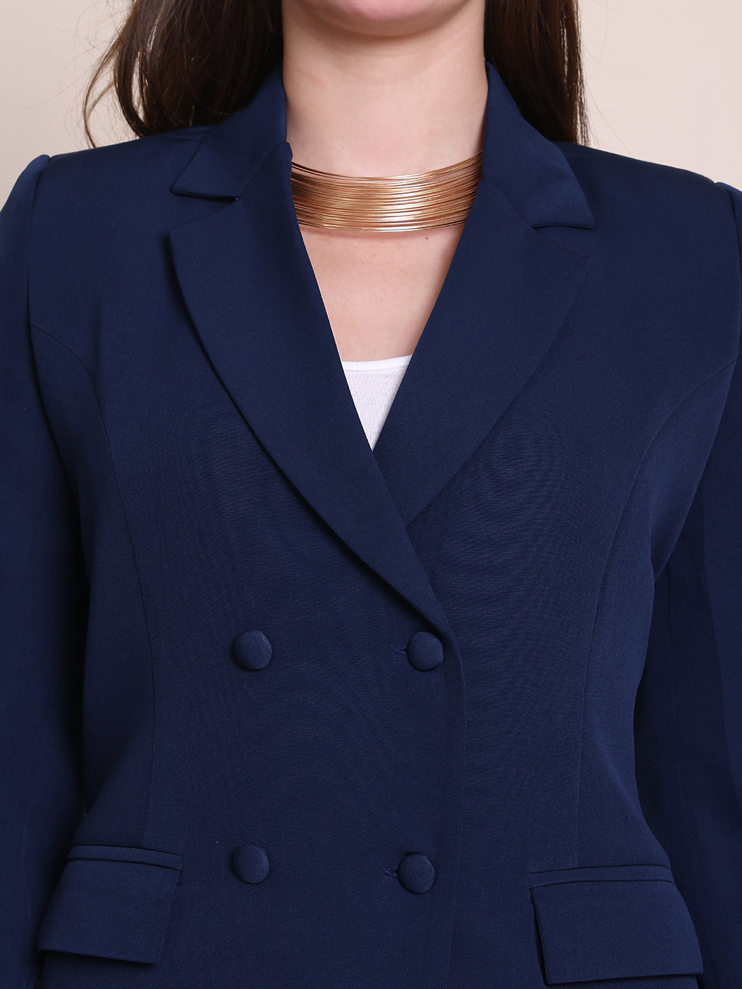 Exude Radiant Reverie Blazer Suit with Trousers Navy