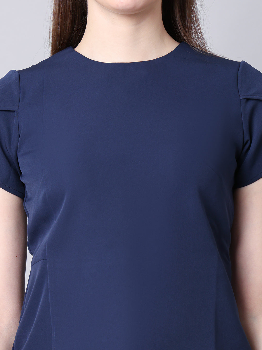 Exude Iconic Asymetrical Top with Straight Fit Trouser Co-ord Navy Co-ord Sets