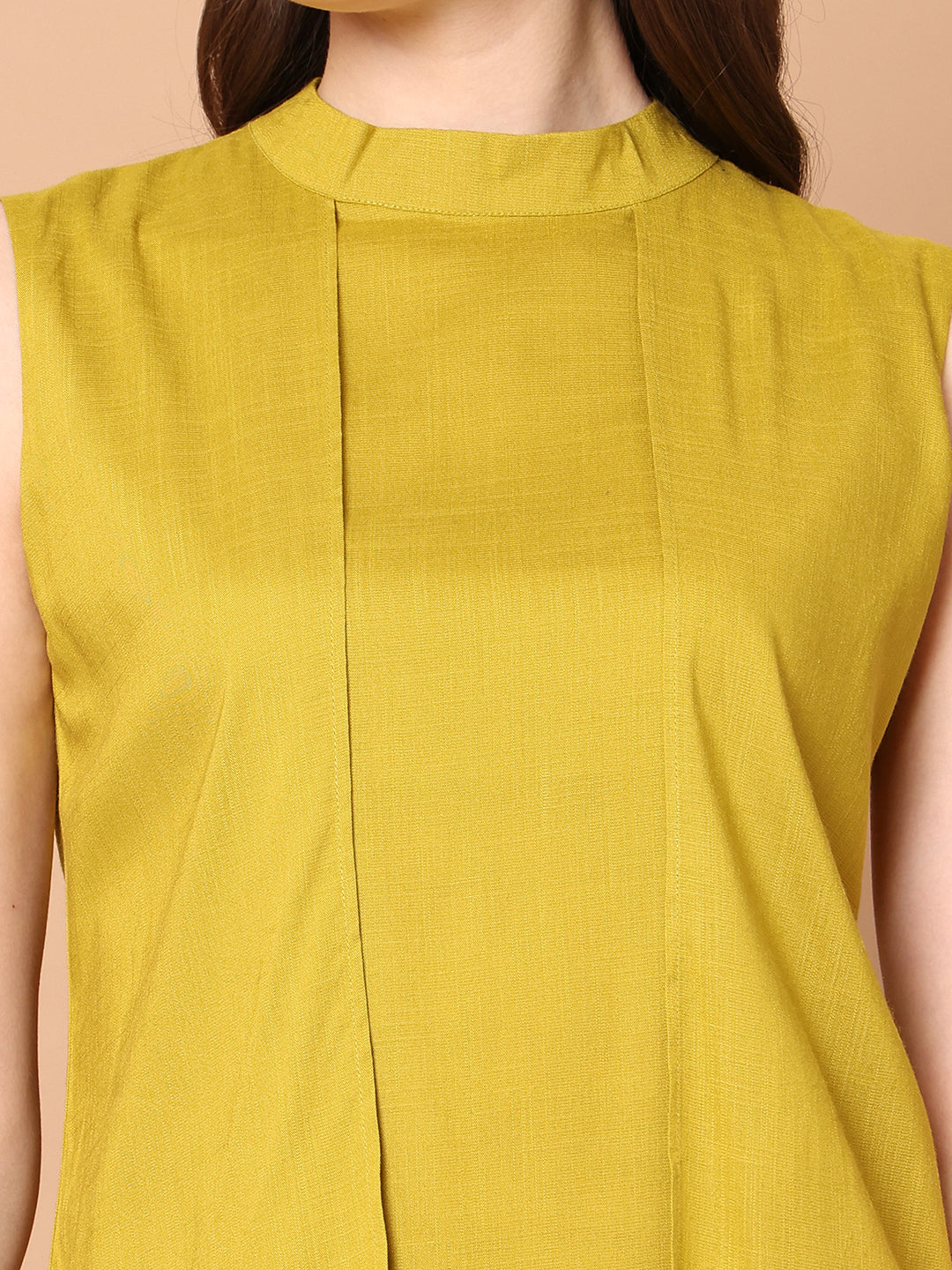 Exude Striking Silhouettes High Neck Layered Top Lime Tops