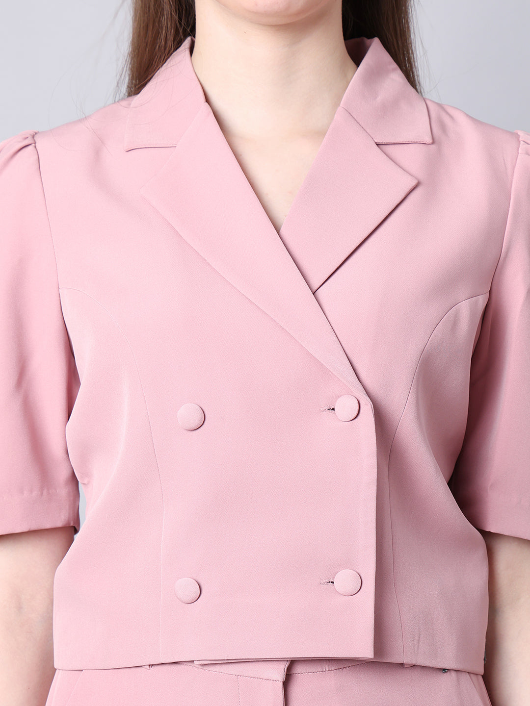 Exude Poised Perfection Crop Blazer Dusty Pink Blazers