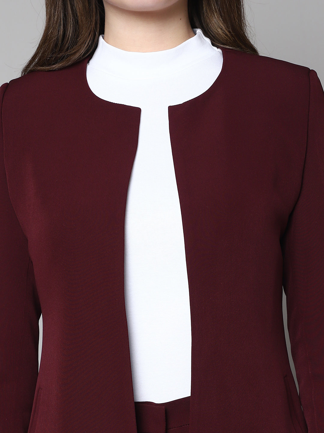 Exude Phoenix Rising Long Blazer and Straight Fit Trouser Wine Suit