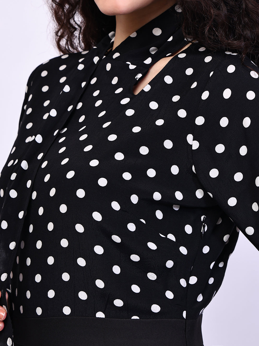 Exude Polka Dots Drape Dress