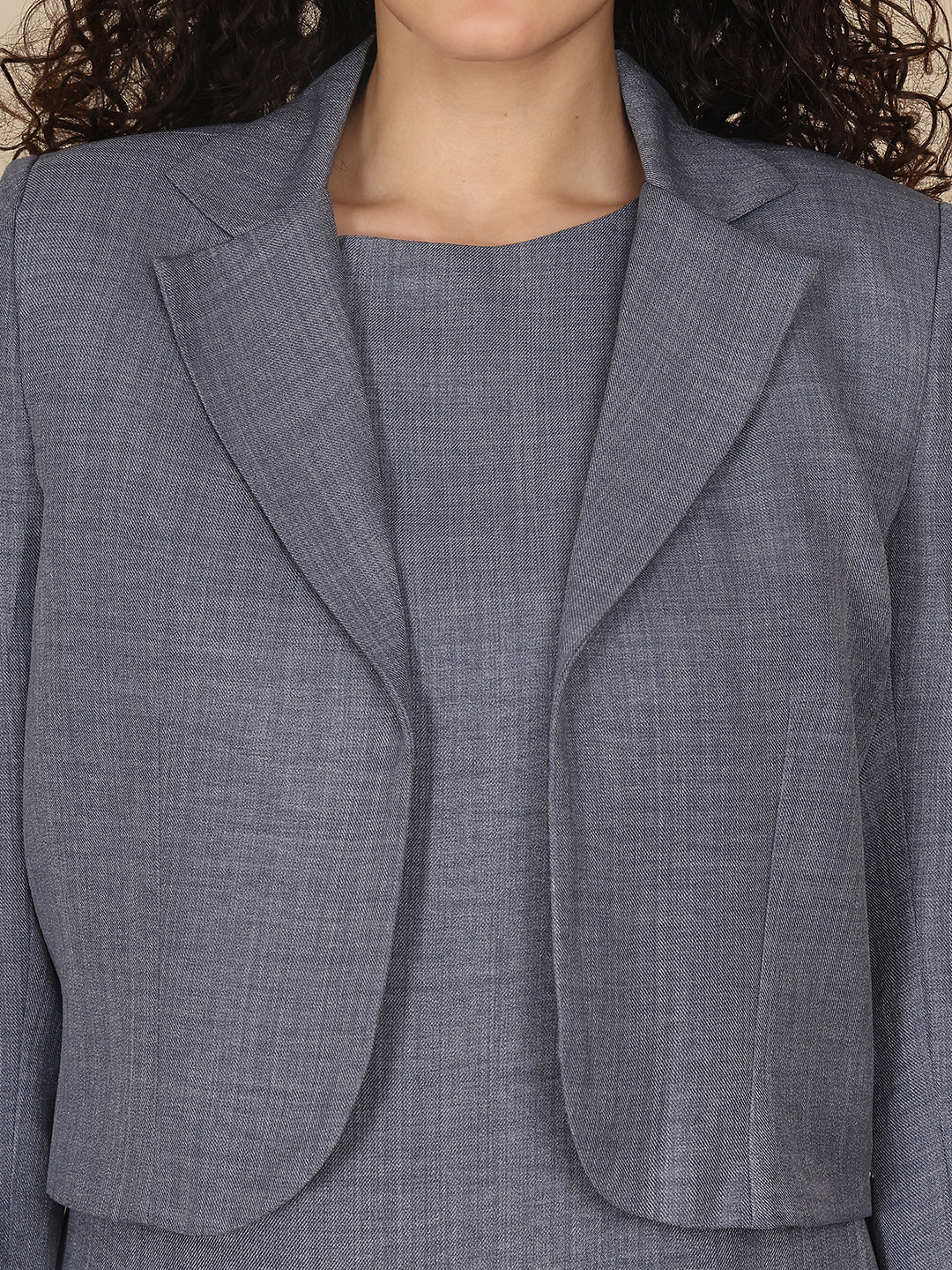 Linen Blue Sheath Dress & Blazer Set