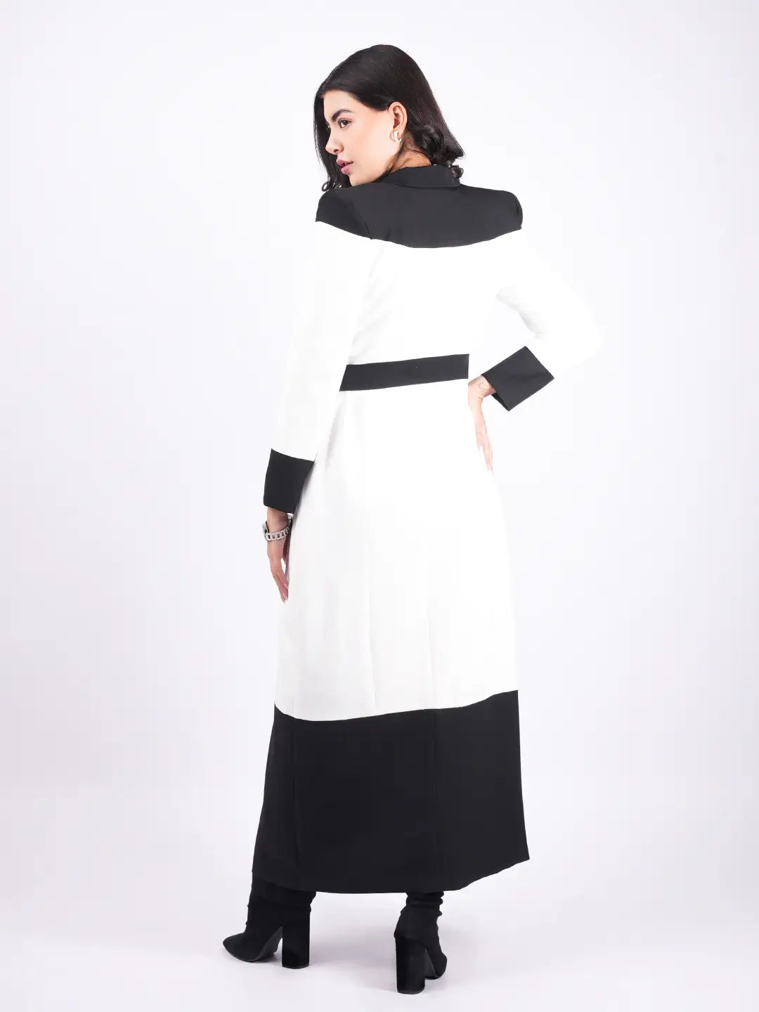 Exude Modern Monochrome Long Coat Coat