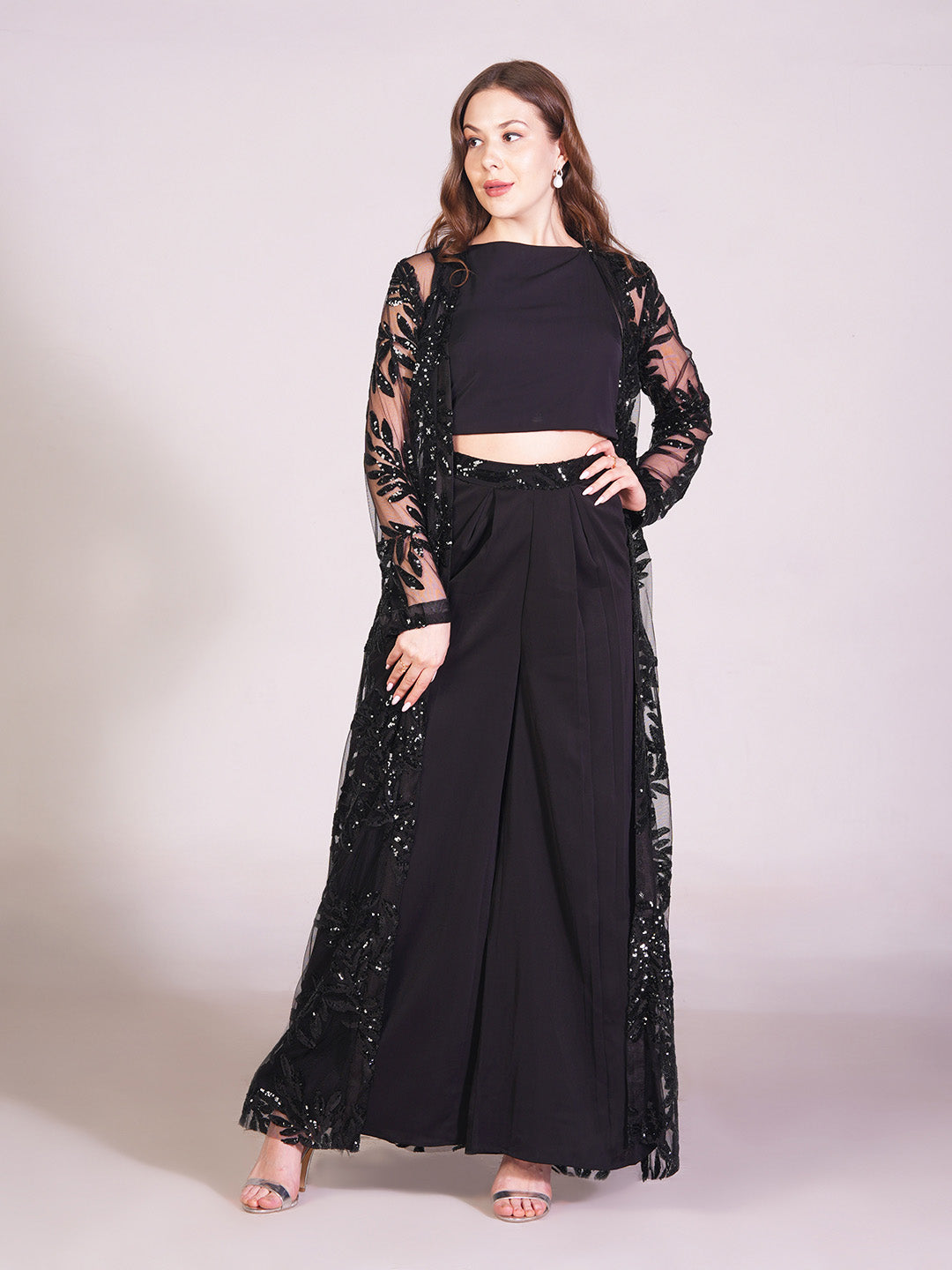 Midnight Embellished Cape Co Ord Set