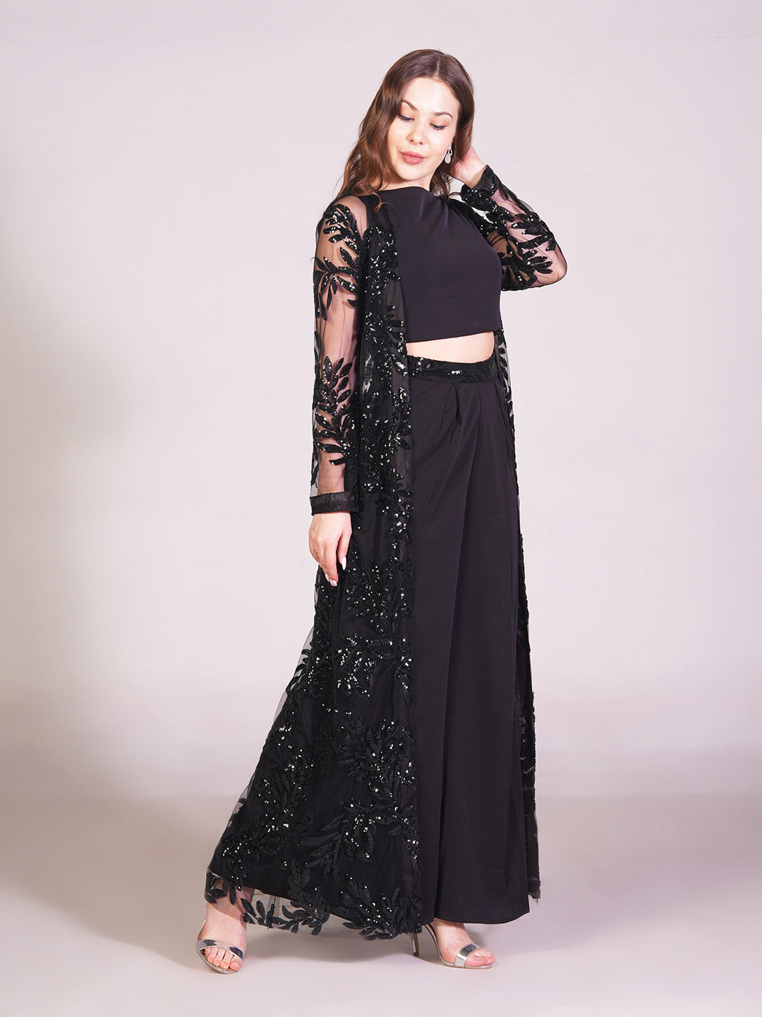 Midnight Embellished Cape Co Ord Set
