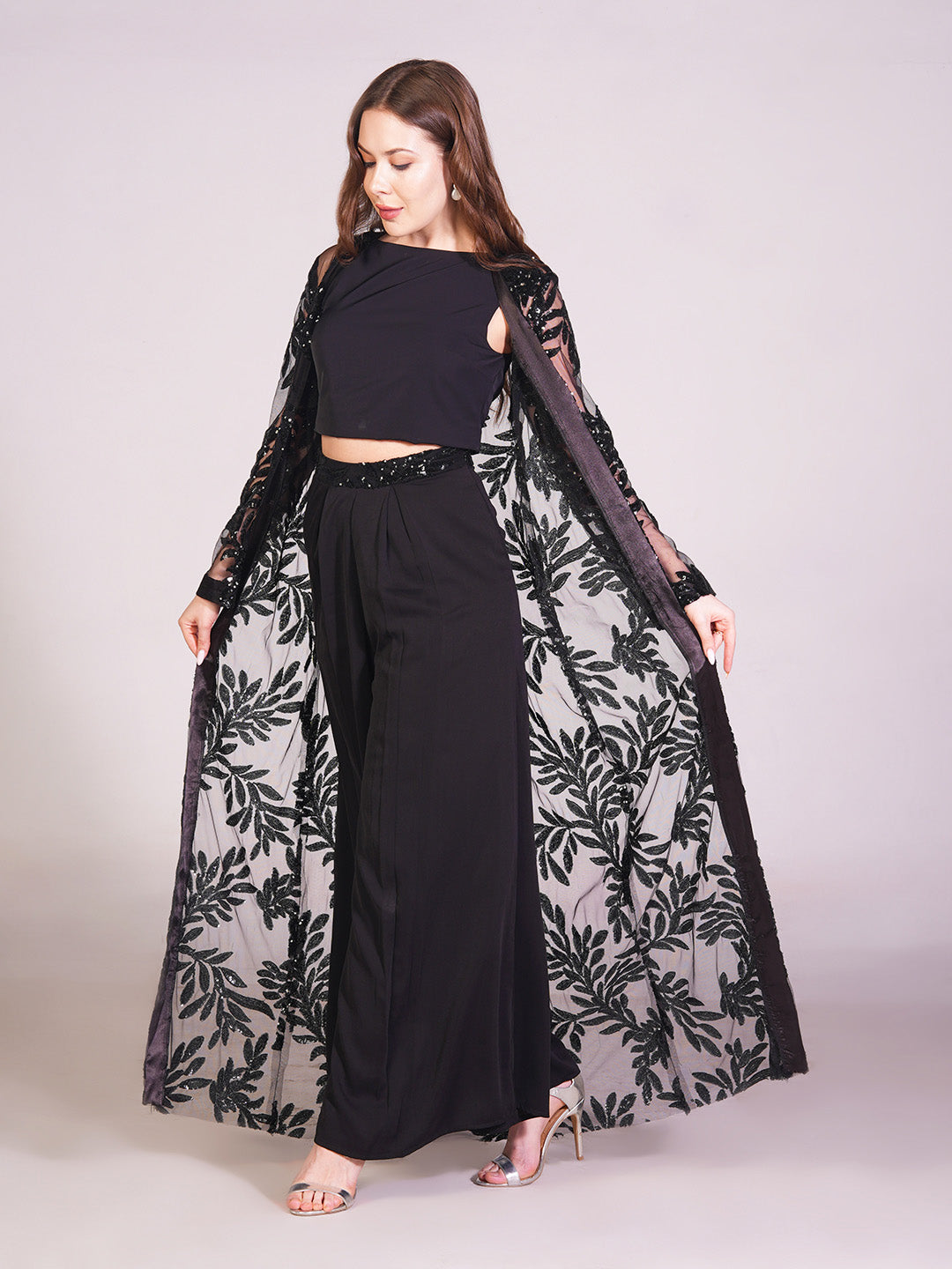 Midnight Embellished Cape Co Ord Set