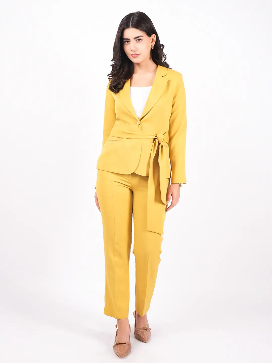 Exude Sunpower Statement Blazer with Tapered Straight Pants Co-ord Sets