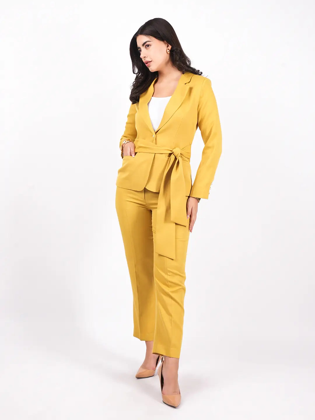 Exude Sunpower Statement Blazer with Tapered Straight Pants Co-ord Sets