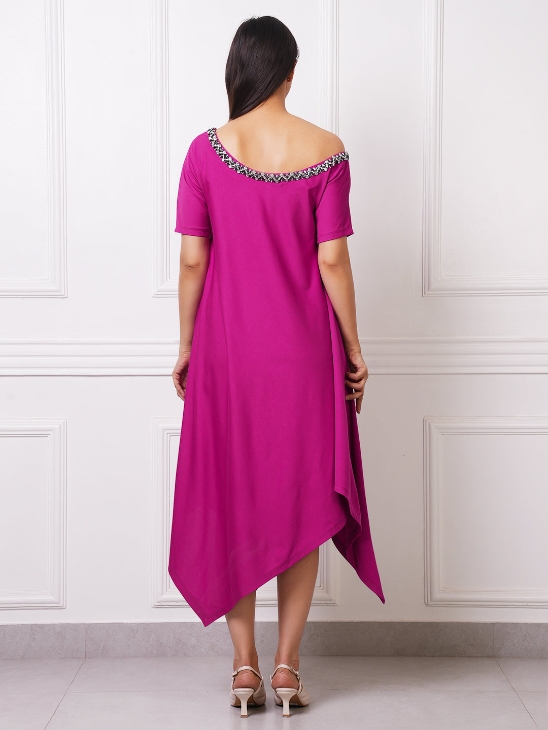 Exude Aria Asymmetric Embellished Dress