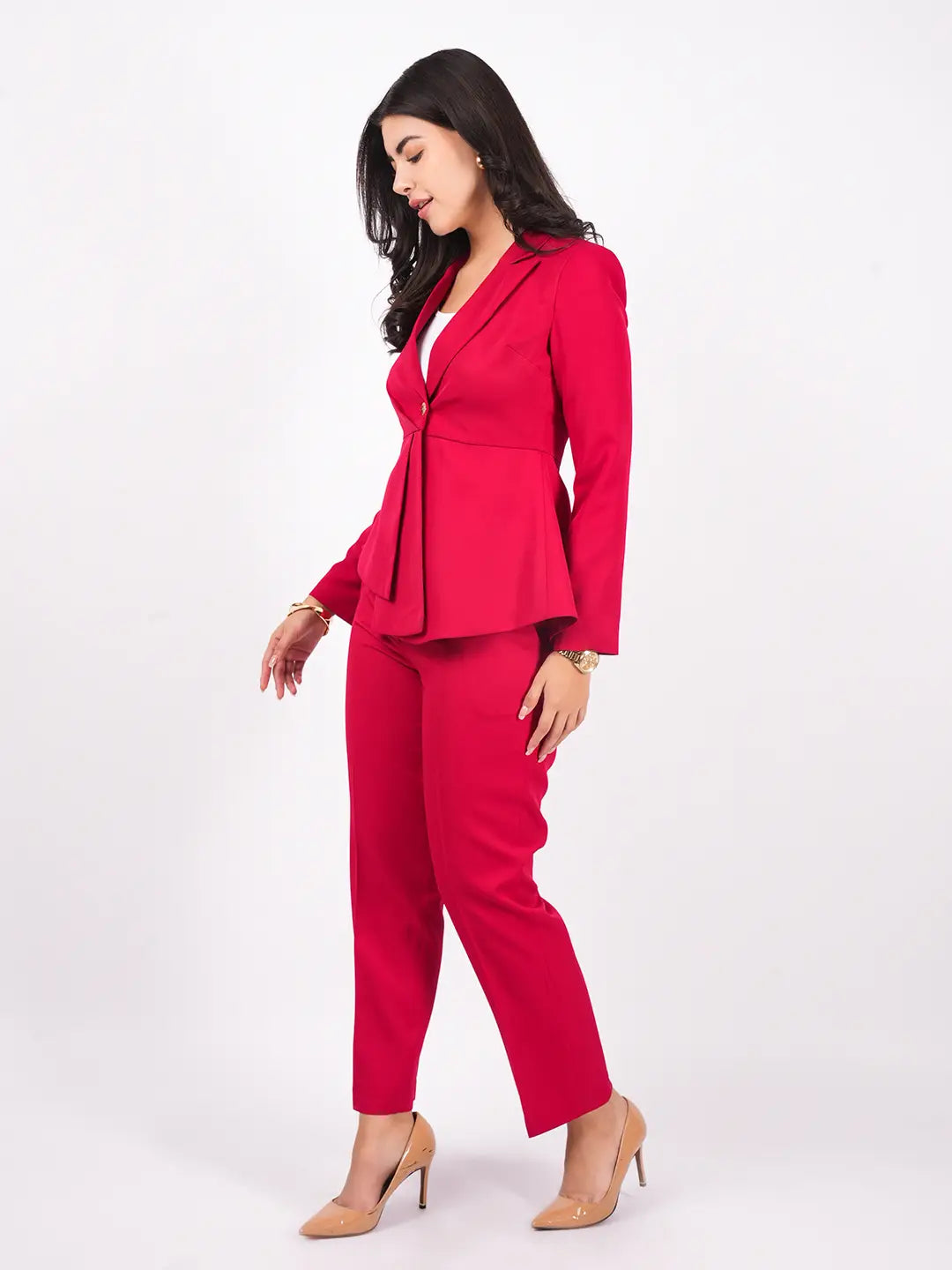 Exude Power Peplum Blazer with tapered straight pants Co-ord Sets