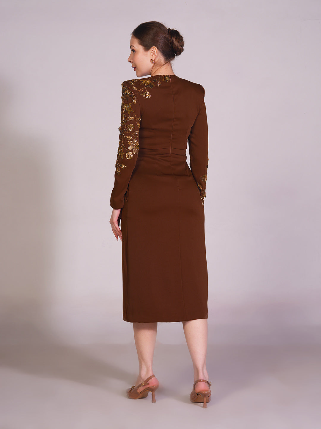 Embroidered Shoulder Sheath Dress