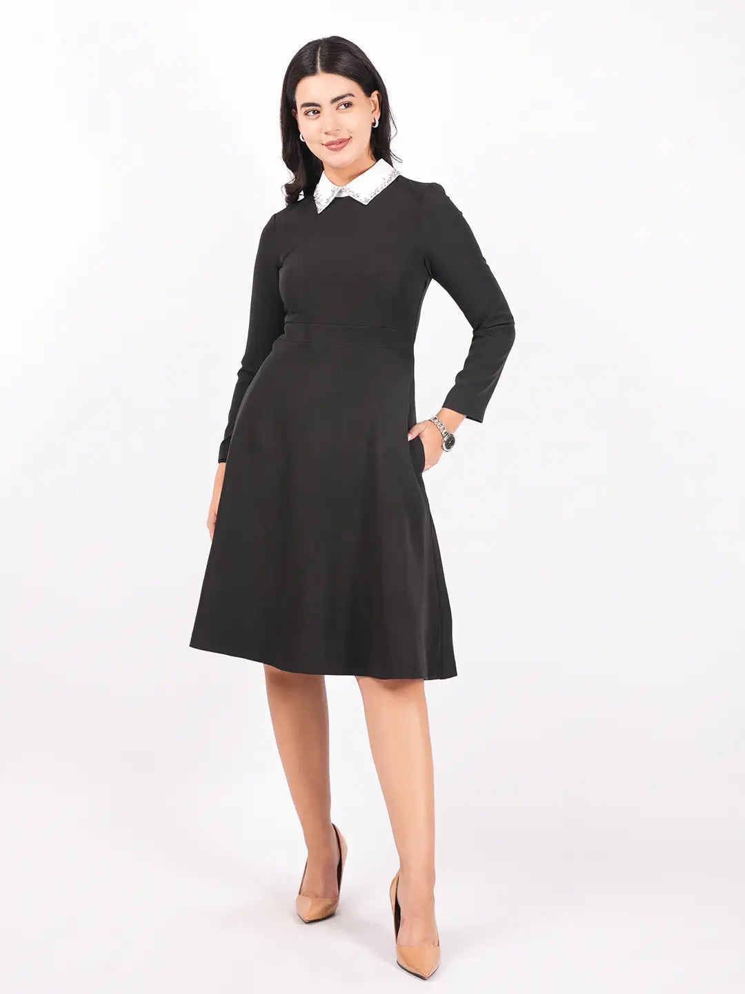 Exude Stardust Collar Dress Dresses