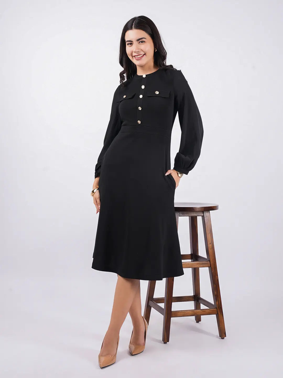 Exude Rivera Pocket Midi Dress Dresses