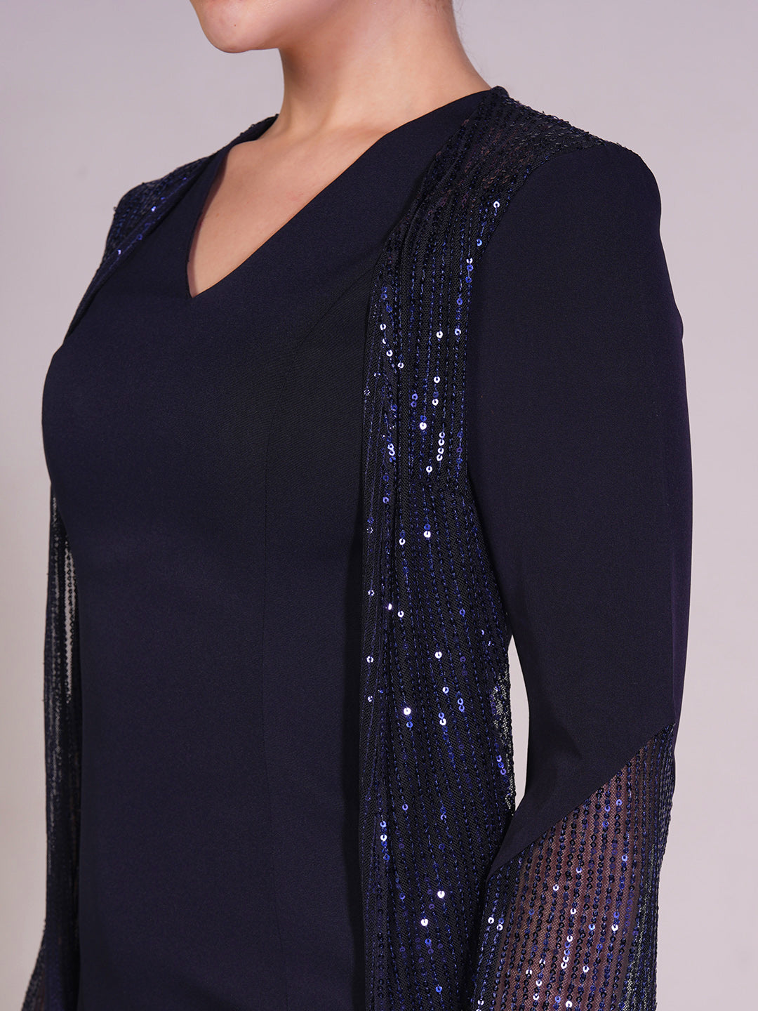 Midnight Veil Layered Midi Dress