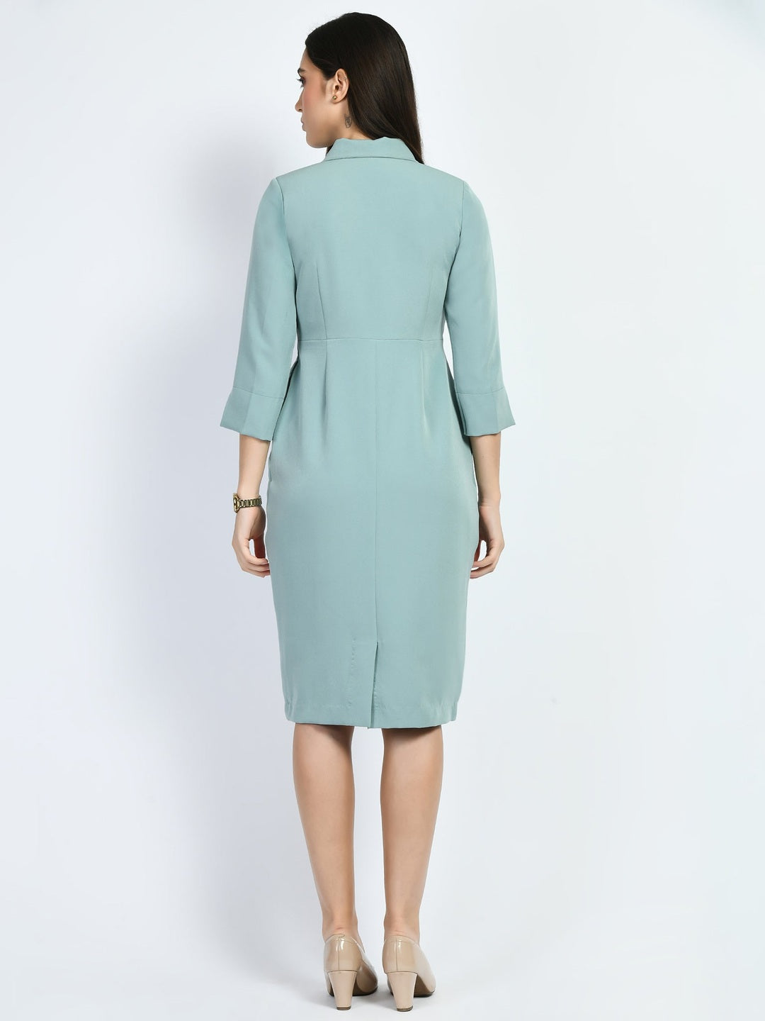 Exude Wonder Blazer Sheath Dress Cyan Blue Dresses