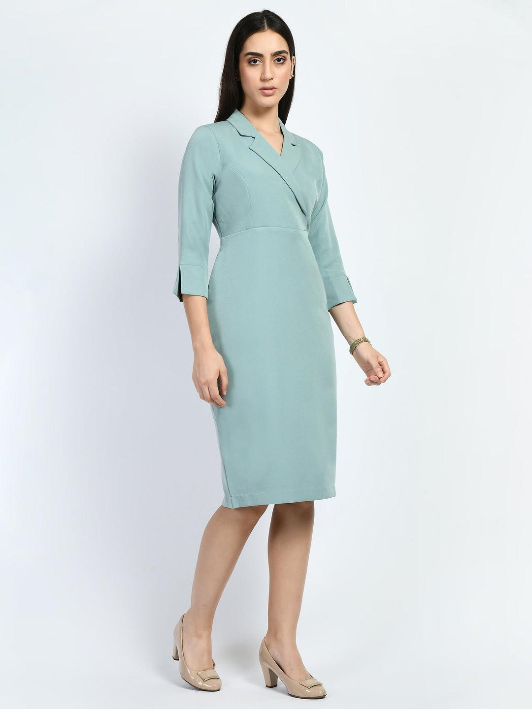 Exude Wonder Blazer Sheath Dress Cyan Blue Dresses