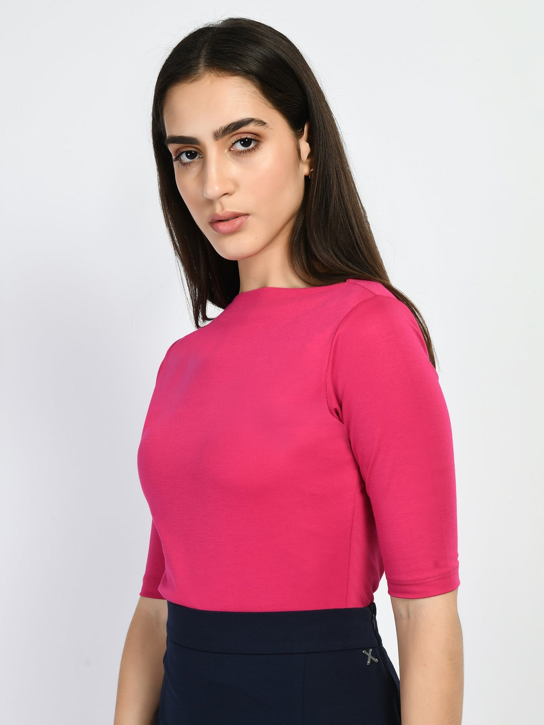 Exude Magic Boat Neck T-shirt Hot Pink T-Shirts