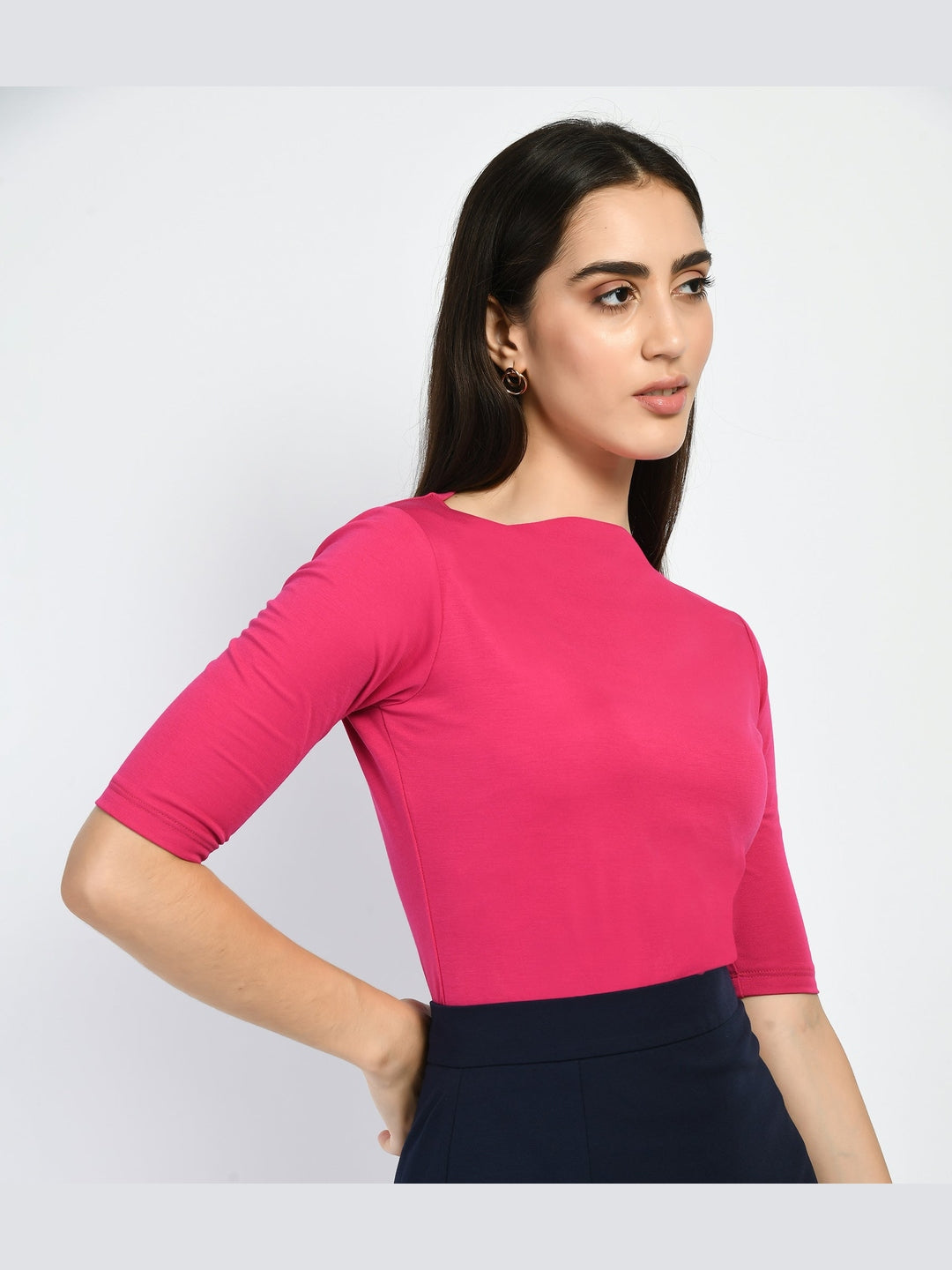 Exude Magic Boat Neck T-shirt Hot Pink T-Shirts