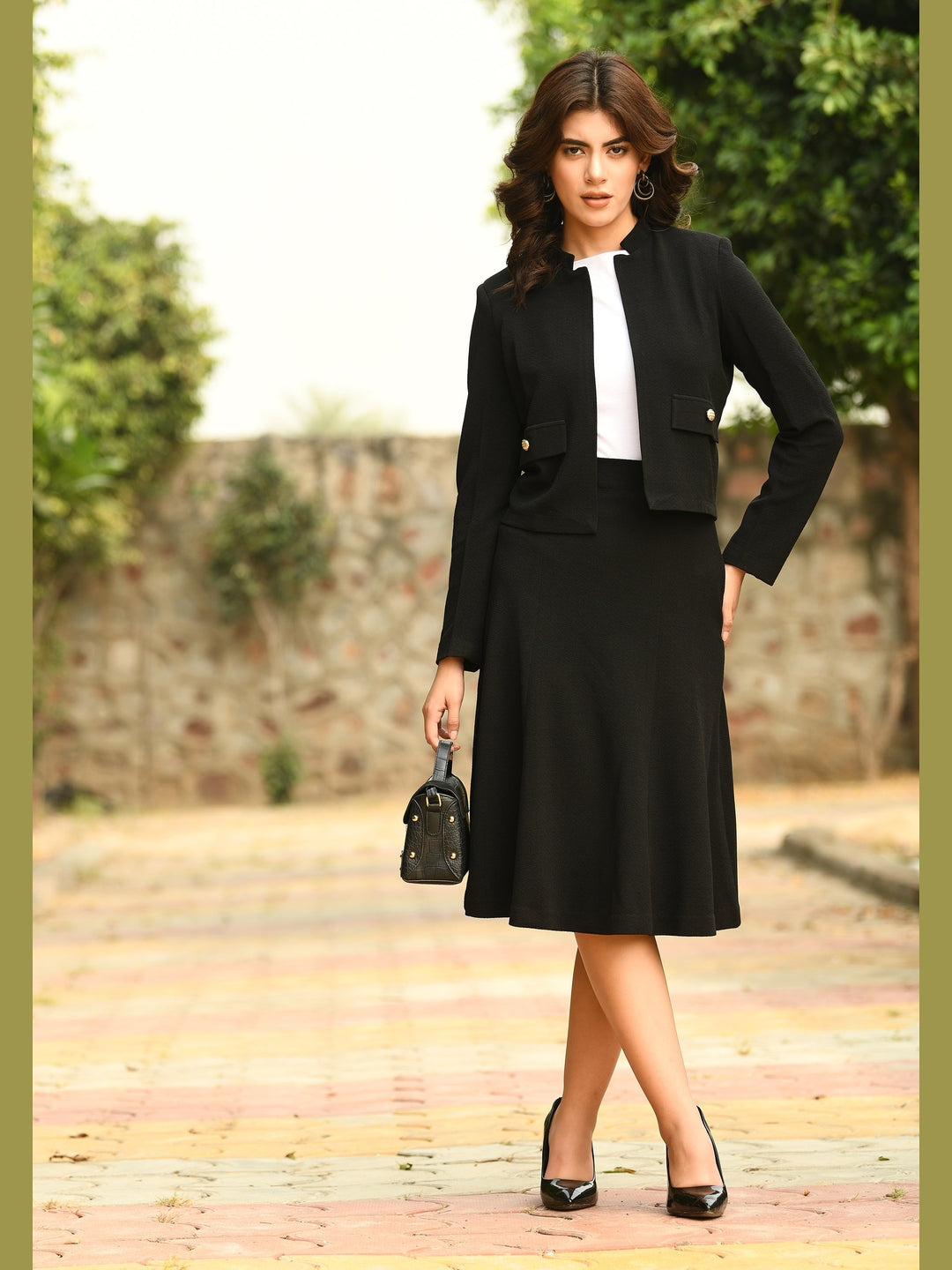 Exude Victory A-line Midi Skirt Black Skirts
