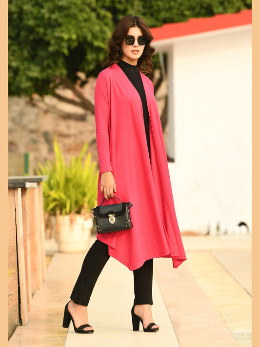 Exude Supreme Longline Shrug Hot Pink Shrugs