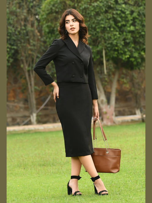 Exude Marvelous Pencil Midi Skirt (Black)