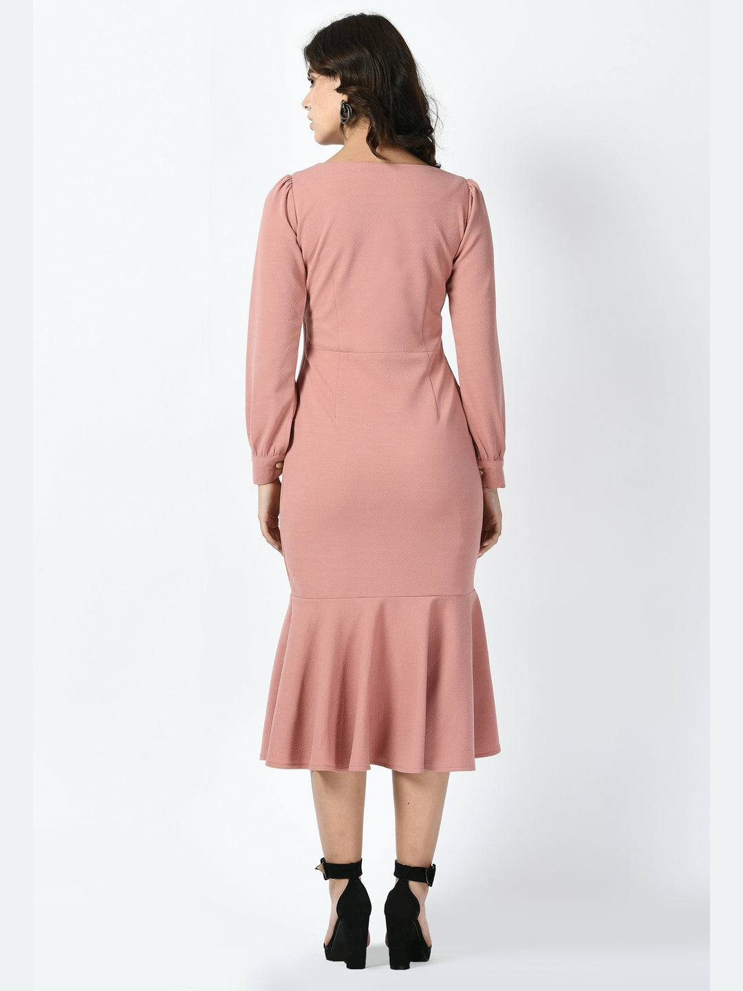 Exude Apogee Fishtail Midi Dress Cherry Pink Dresses