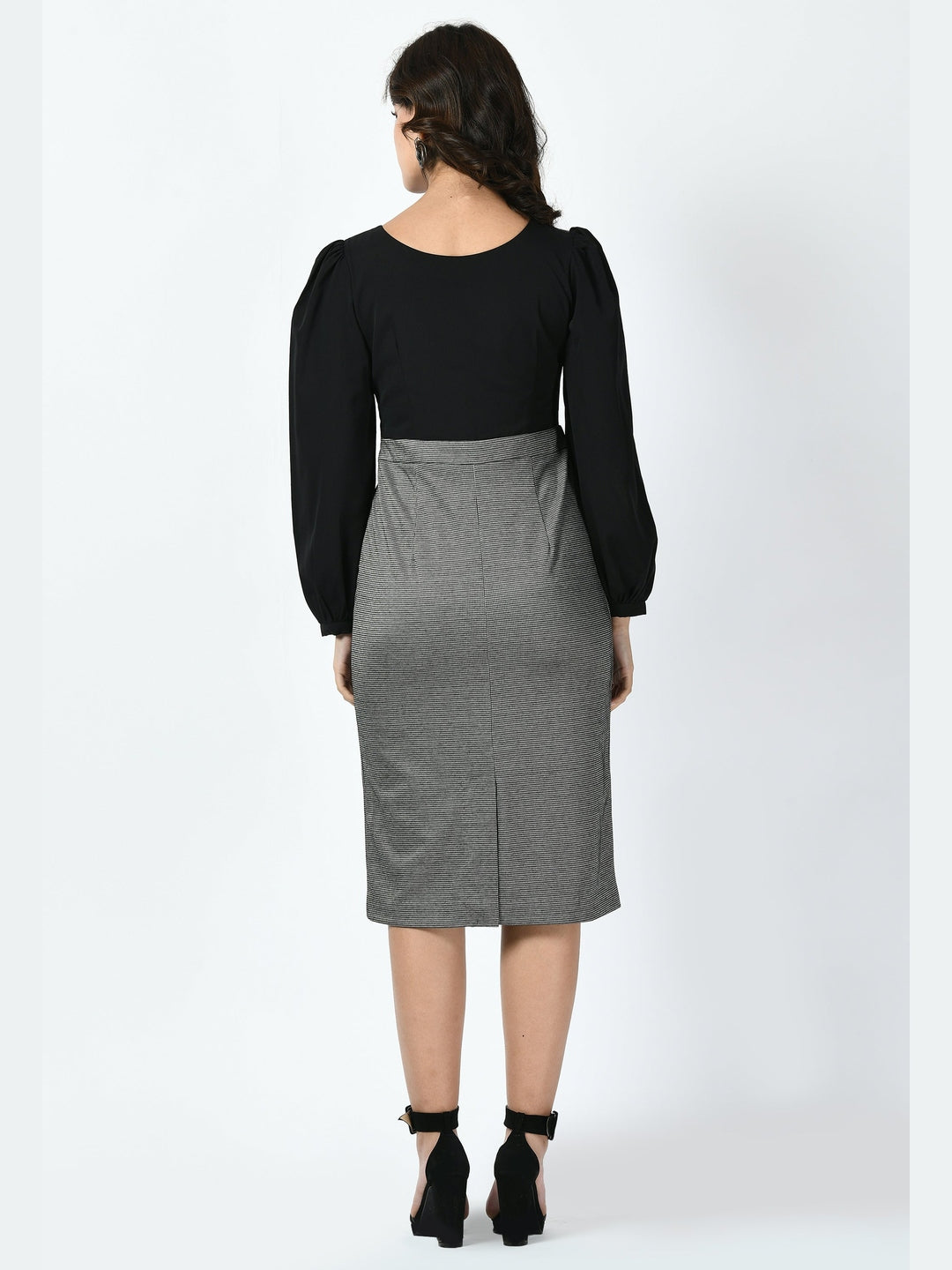 Exude Style Colour Blocked Sheath Dress Charcoal Black + Black Dresses