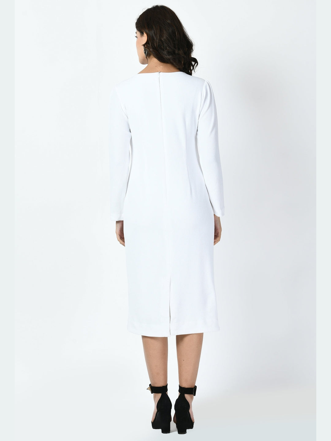 Exude Acme Button Down Midi Sheath Dress White Dresses