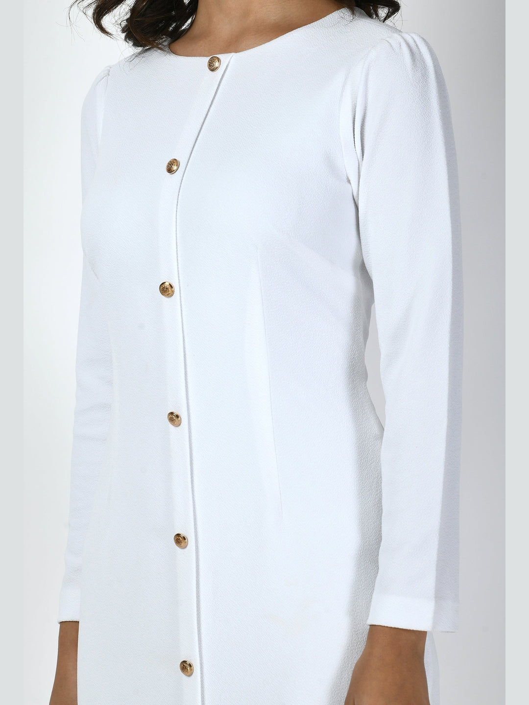 Exude Acme Button Down Midi Sheath Dress White Dresses