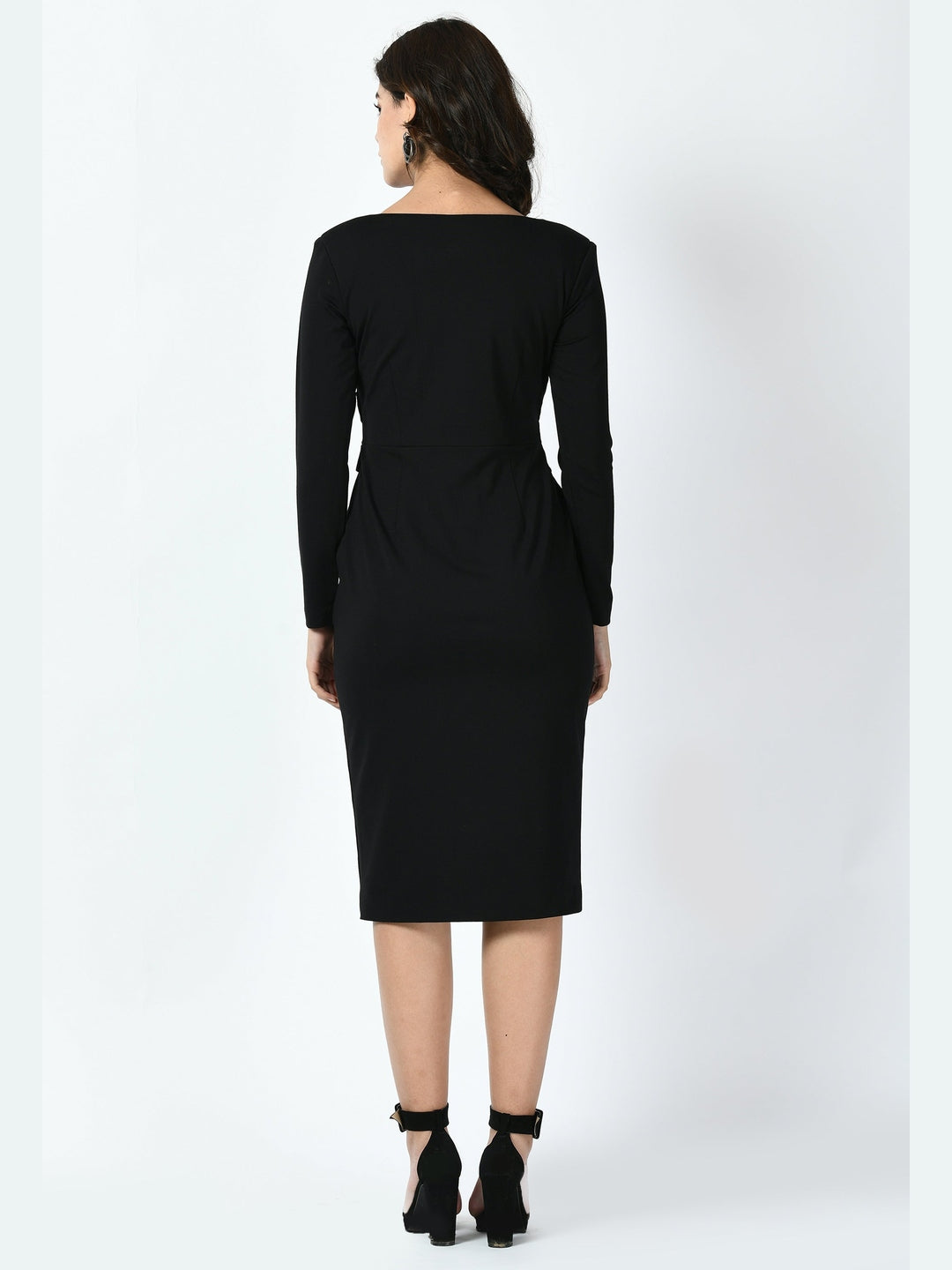 Exude Pinnacle Padded Shoulder Sheath Dress Black Dresses