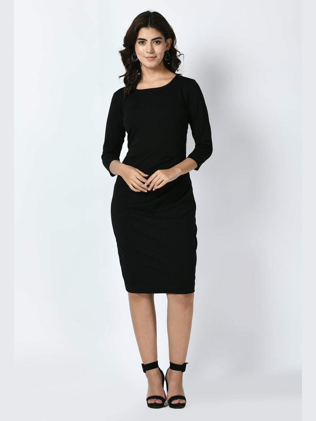 Exude Apex Side Pleat Sheath Dress Black Dresses