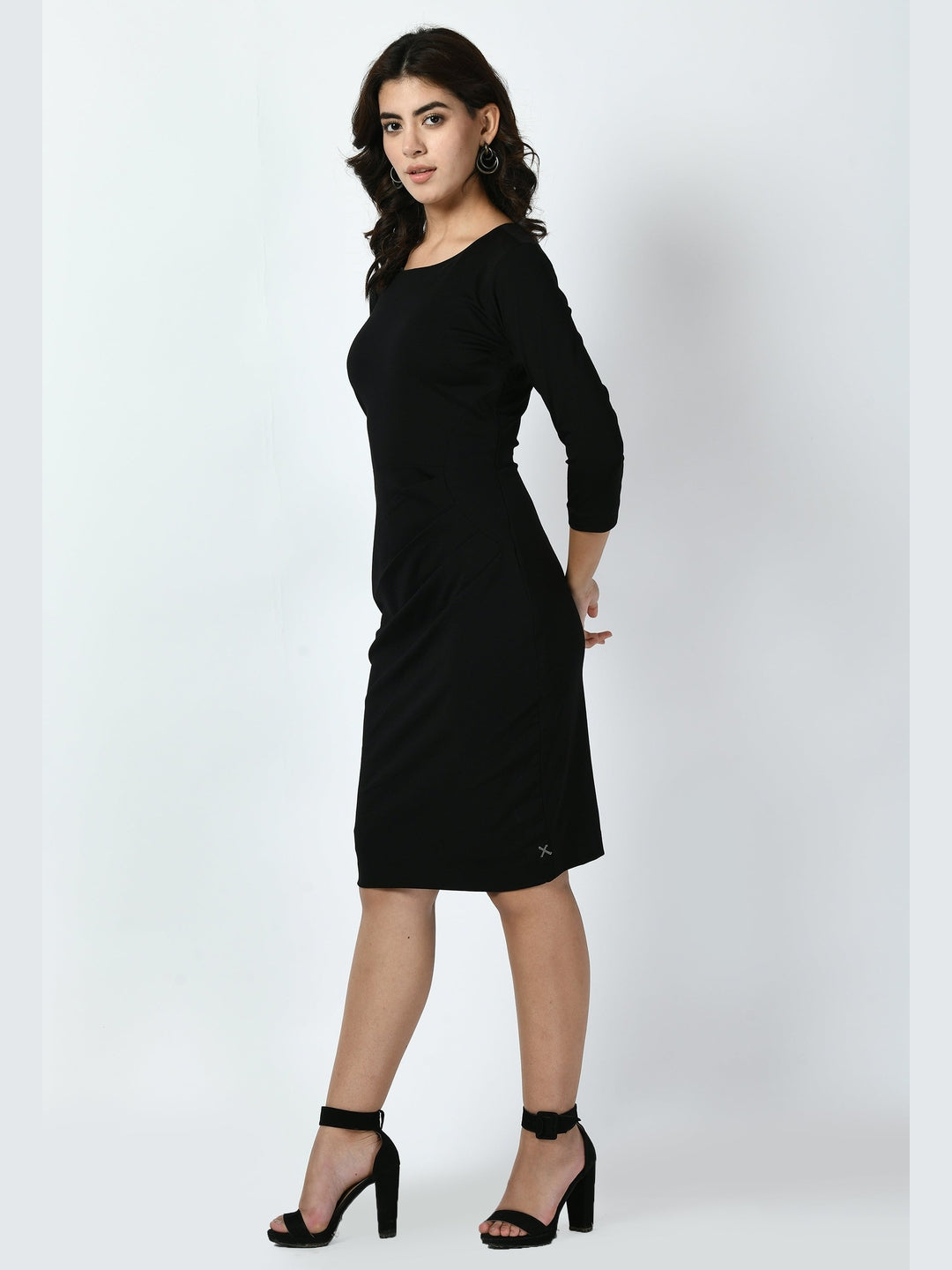 Exude Apex Side Pleat Sheath Dress Black Dresses