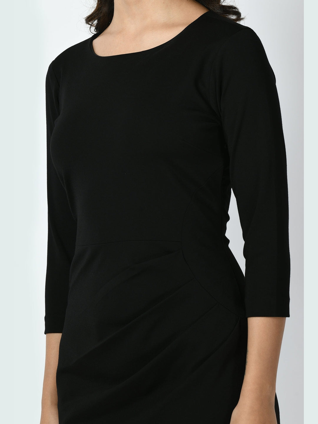 Exude Apex Side Pleat Sheath Dress Black Dresses