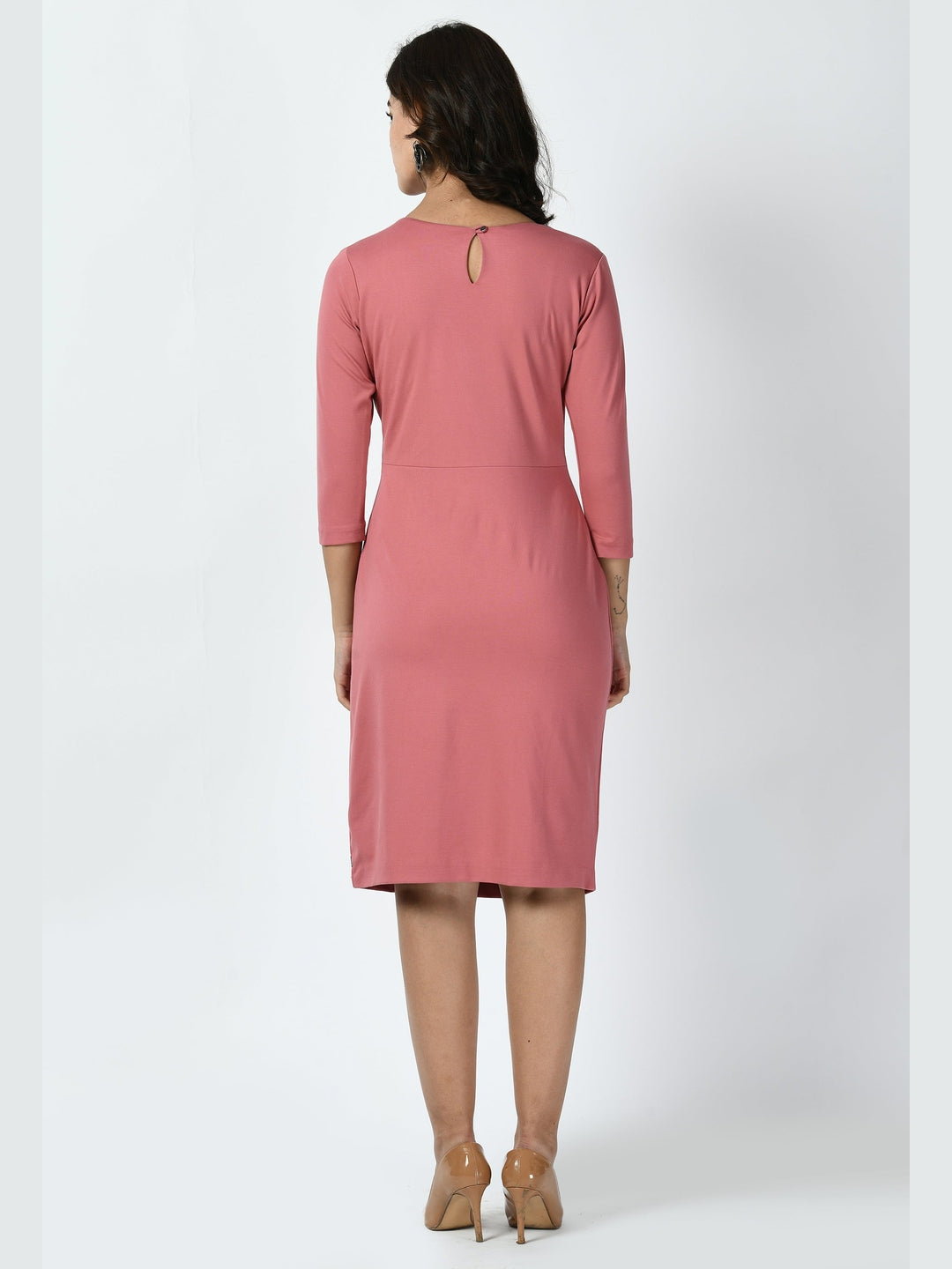 Exude Apex Side Pleat Sheath Dress Watermelon Pink Dresses