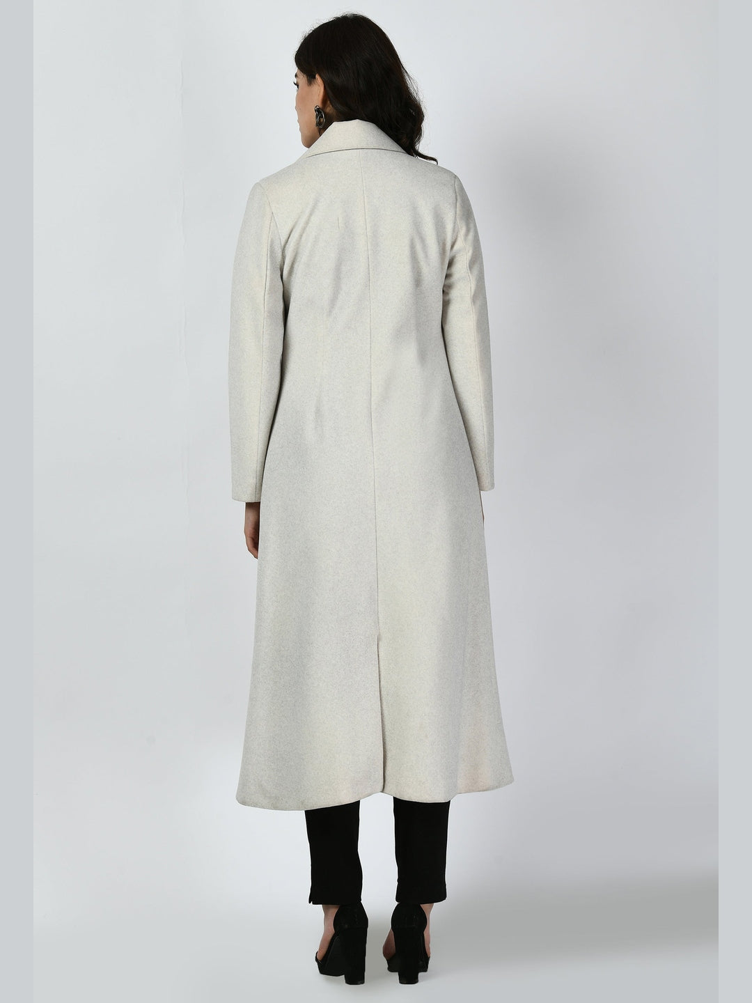 Exude Determination Wool-Blend Long Coat Off White Coat