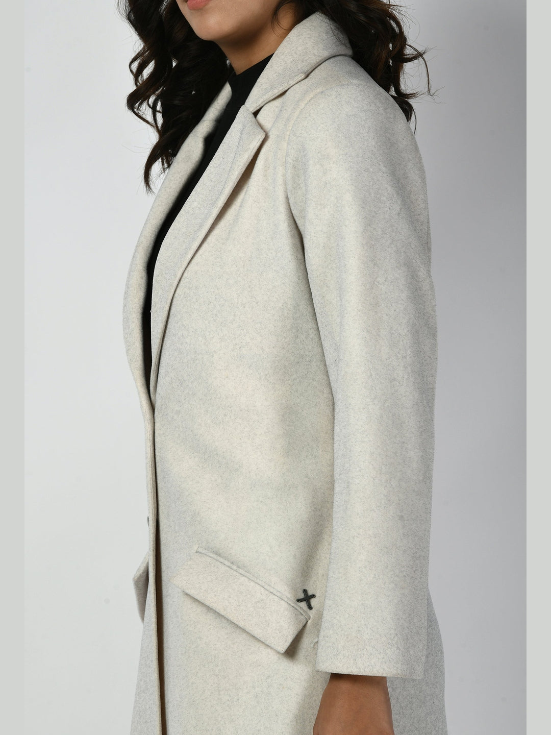 Exude Determination Wool-Blend Long Coat Off White Coat