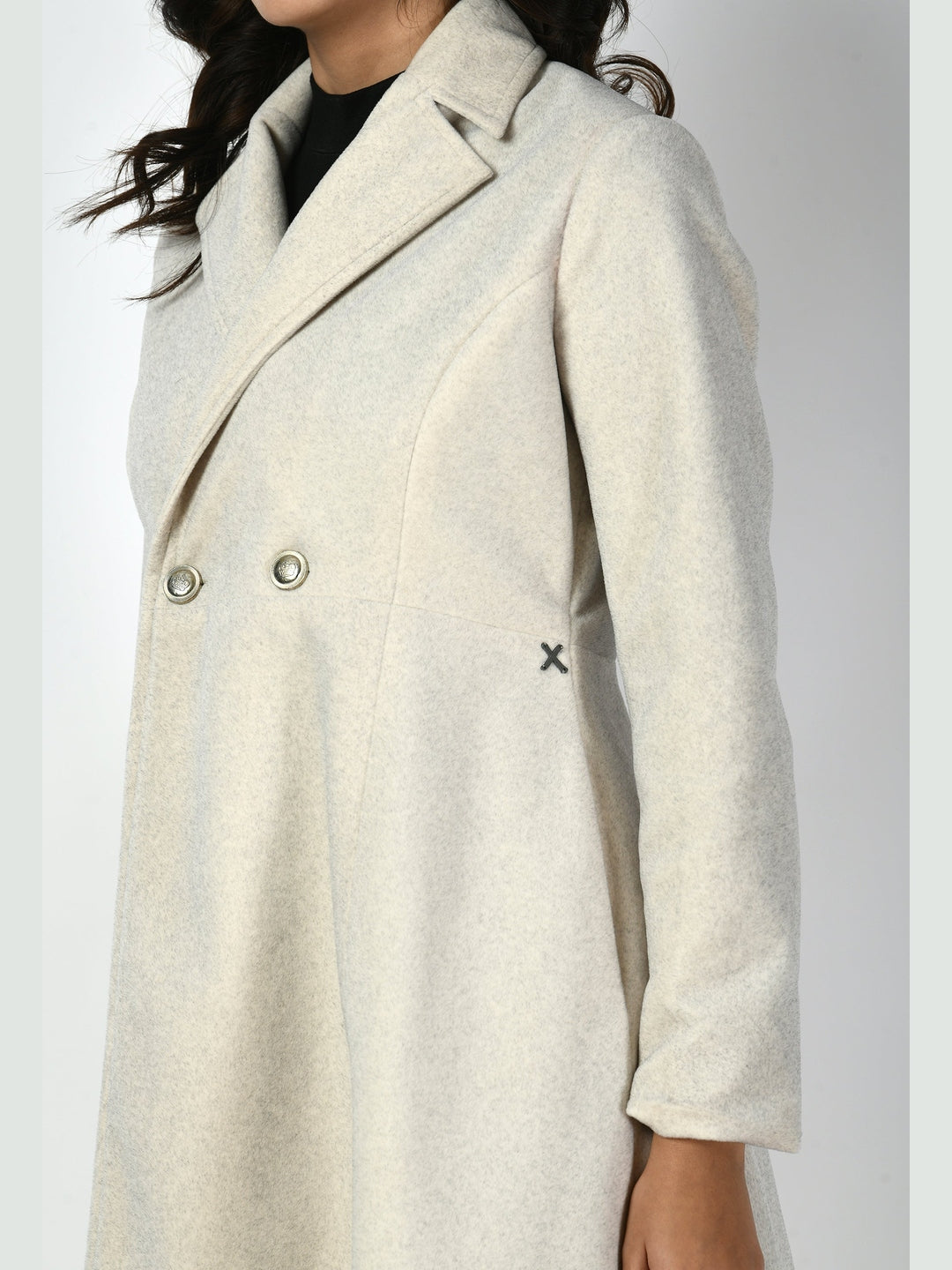 Exude Ferocity Wool-Blend A-line Long Coat Off White Coat