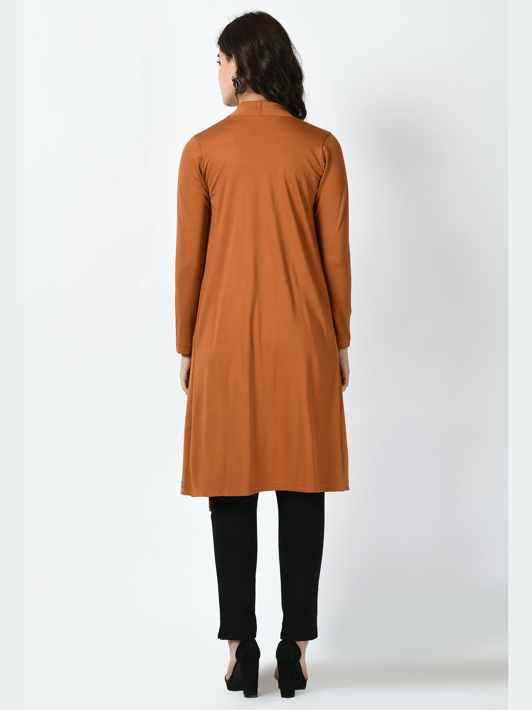 Exude Bravery Knee-length Shrug Tan Brown Shrugs