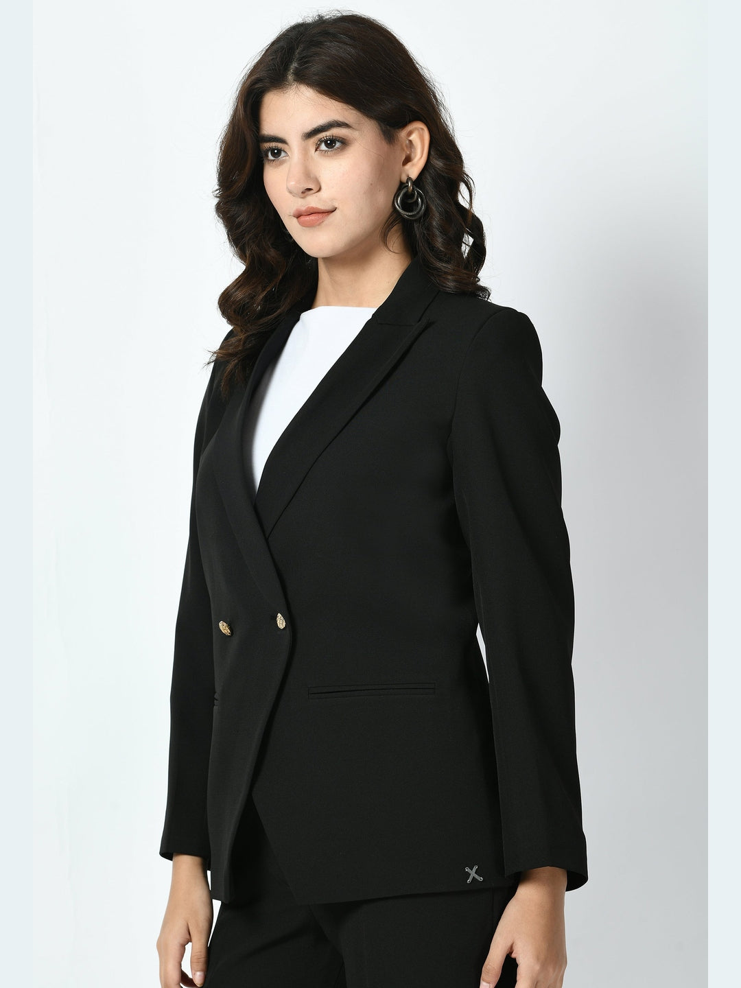 Exude Vitality Formal Blazer with Bootcut Trousers Black Co-ord Sets