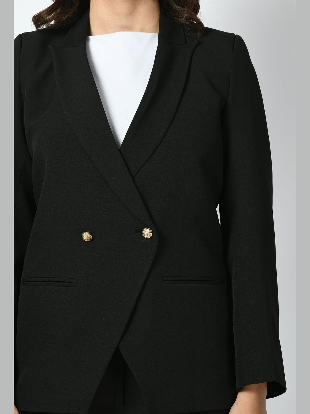 Exude Vitality Formal Blazer with Bootcut Trousers Black Co-ord Sets