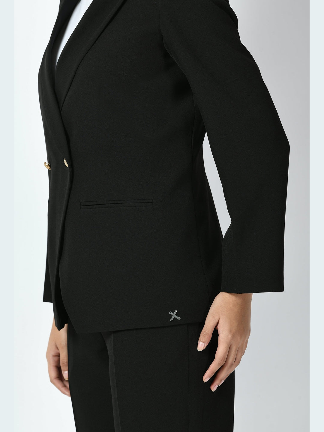Exude Dominance Solid Formal Blazer Black Blazers
