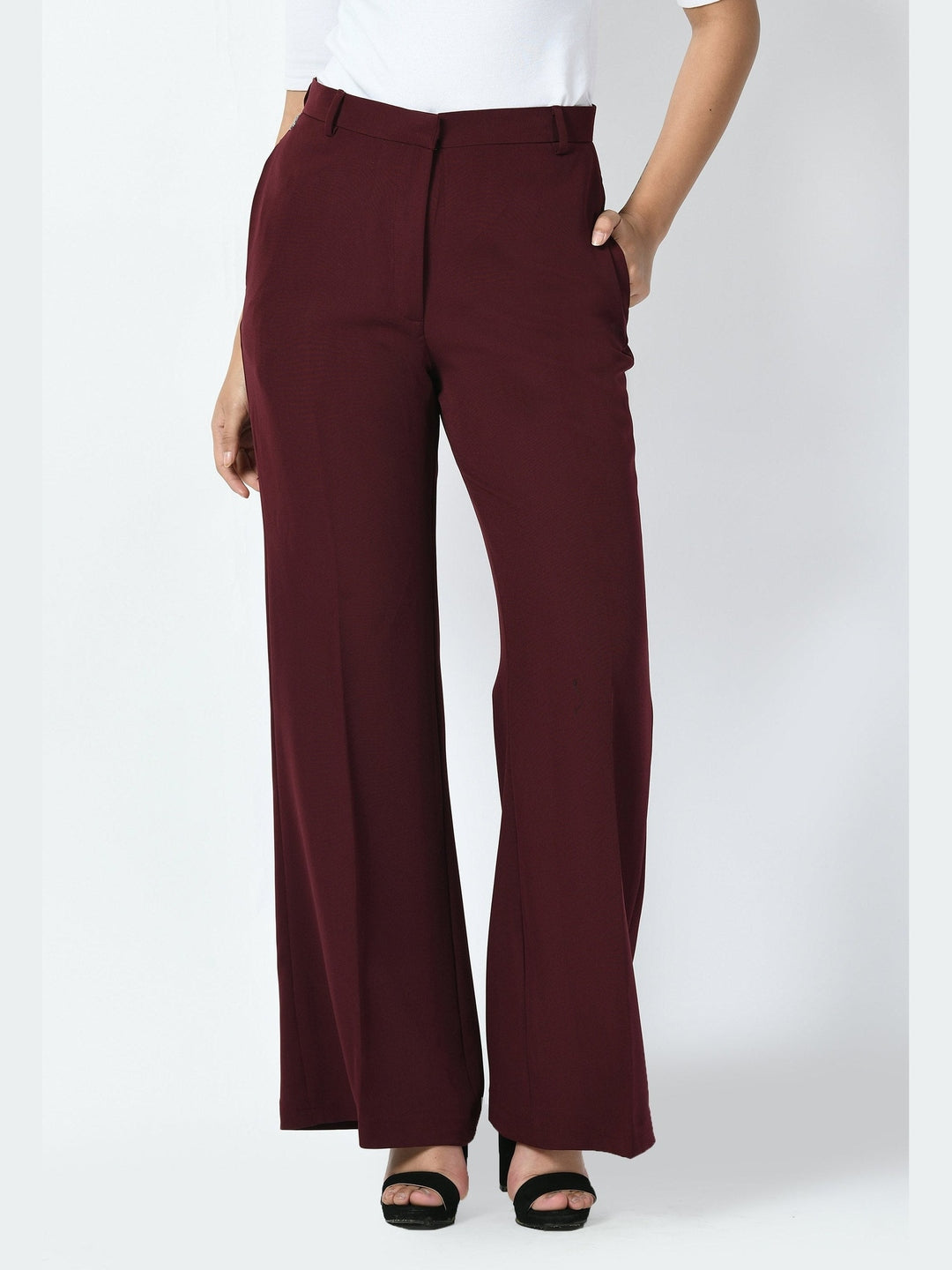 Exude Vitality Formal Blazer with Bootcut Trousers Wine Co-ord Sets