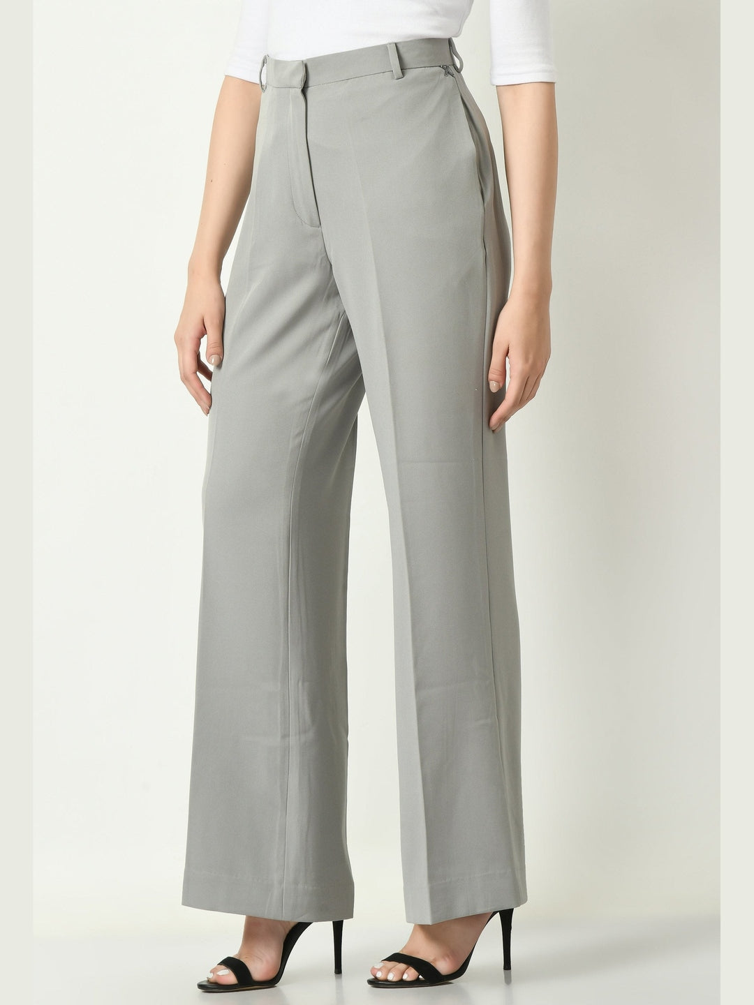 Exude Aspiration Sleeveless Blazer with Bootcut Trousers Grey Co-ord Sets