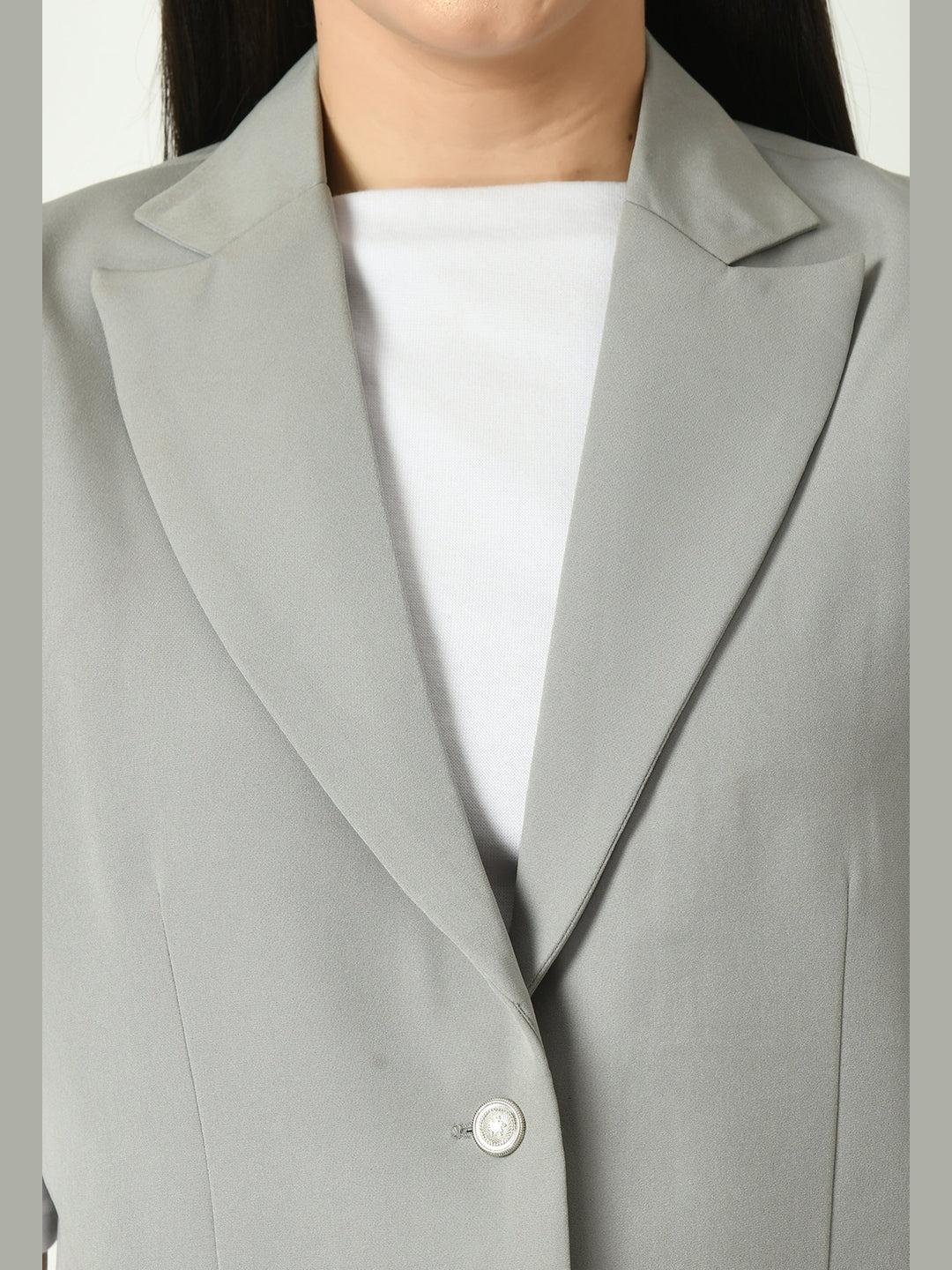 Exude Meridian Sleeveless Long Blazer Grey Blazers