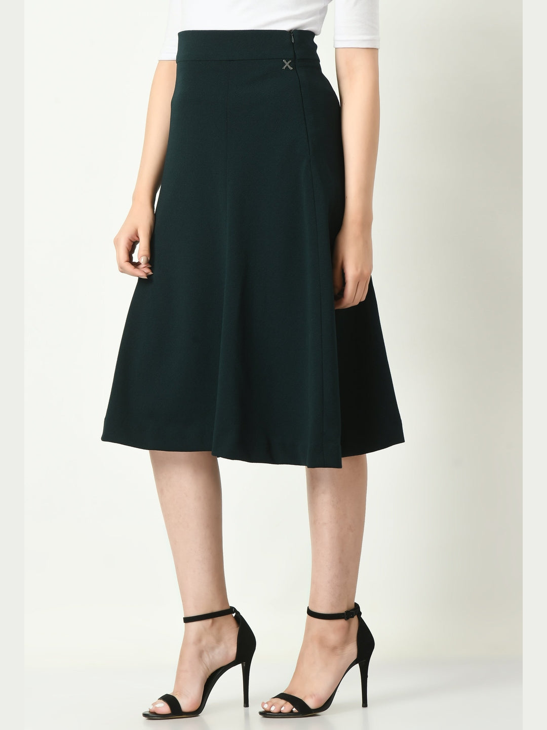 Exude Victory A-line Midi Skirt (Emerald Green)