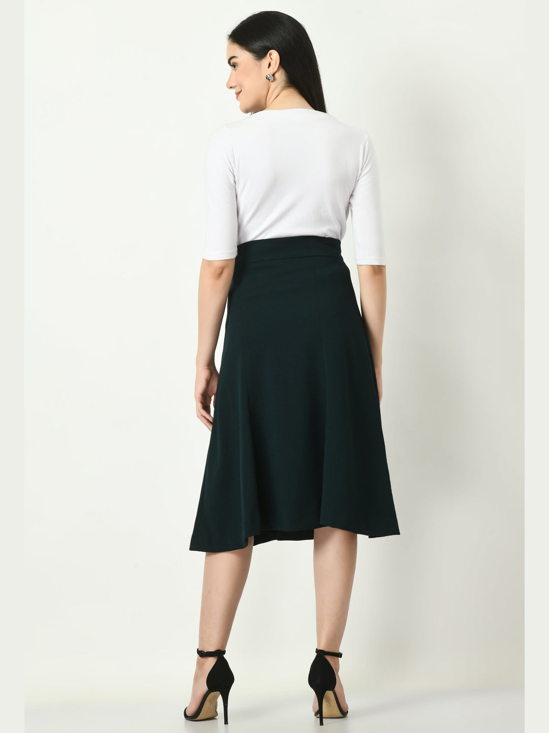 Exude Victory A-line Midi Skirt Emerald Green Skirts