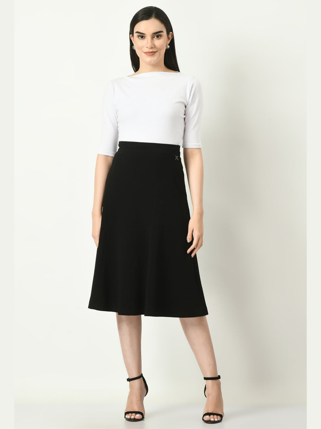 Exude Victory A-line Midi Skirt Black Skirts