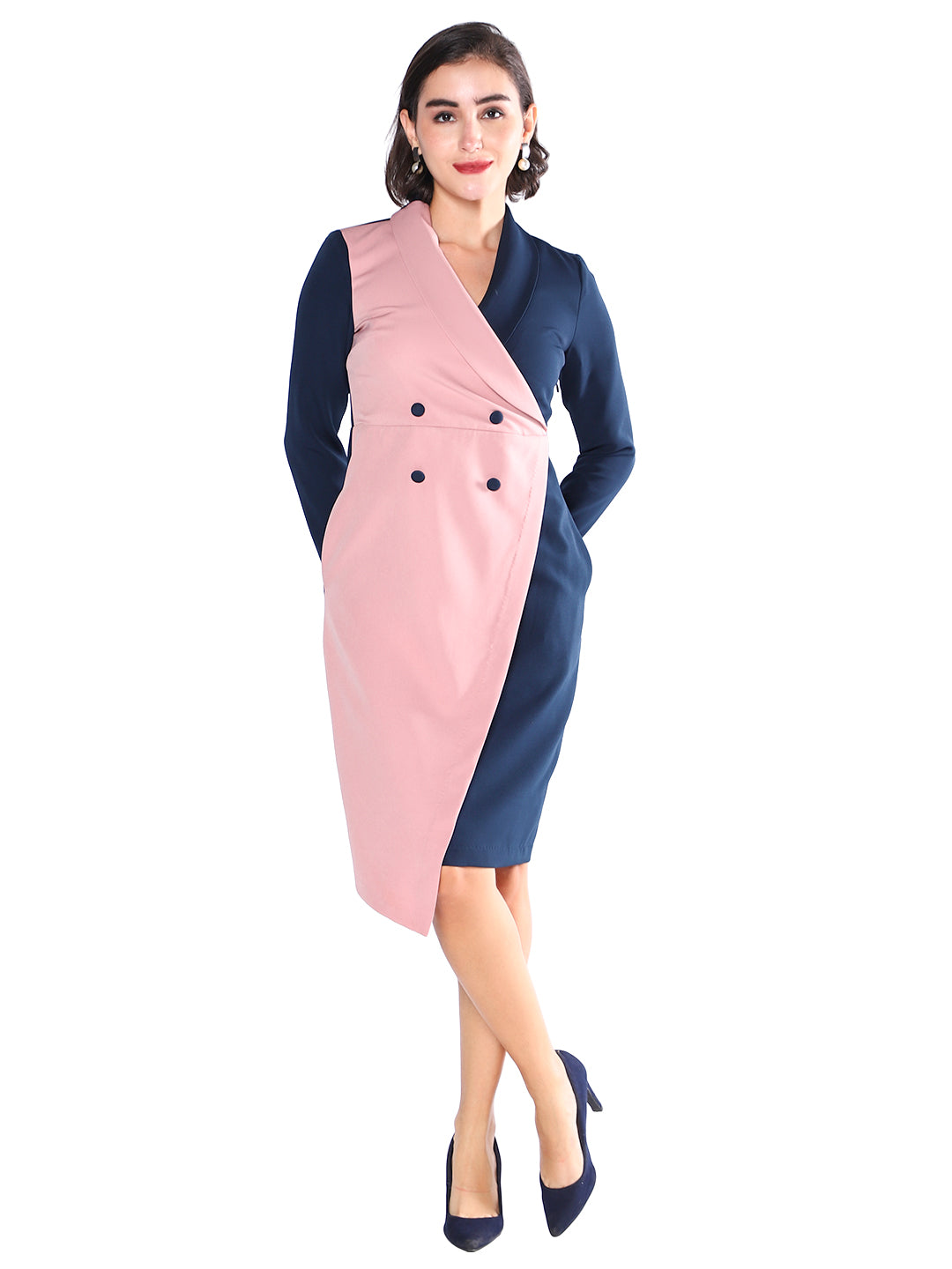 Exude Blush Noir Dual-Tone Blazer Dress Dresses